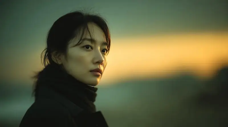 Preview of Cinematic Sunset Portrait of East Asian Woman