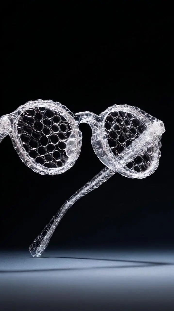 Preview of Minimalist studio shot of transparent bubble wrap fashion item