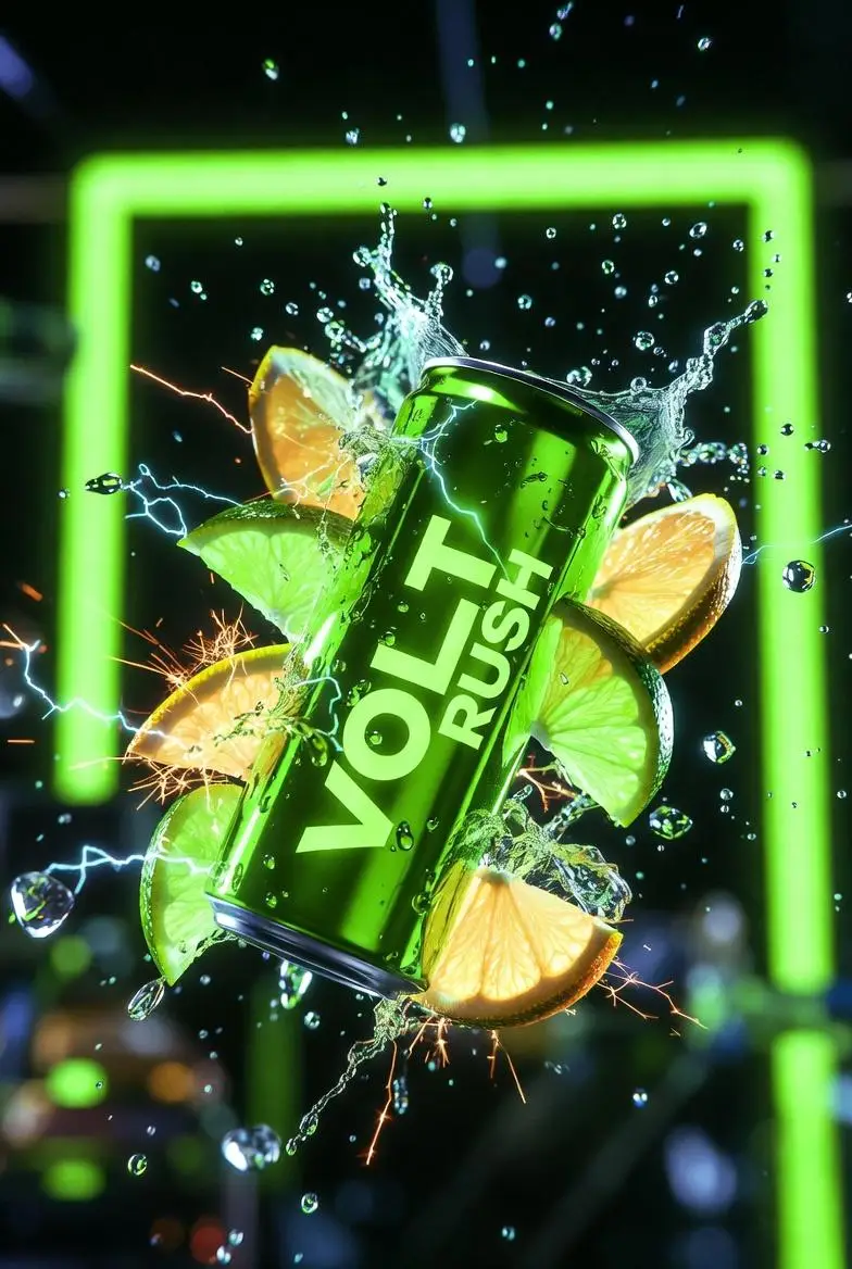 Preview of Ultra-Cinematic Product Photography of 'VOLT RUSH' Energy Drink