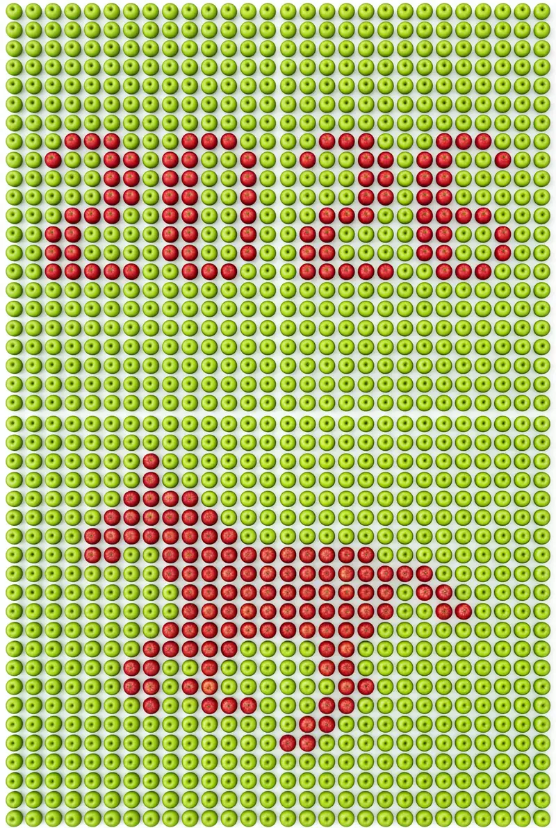 Preview of Pixel Art Grid using Fruit Flat-Lay Photography Prompt