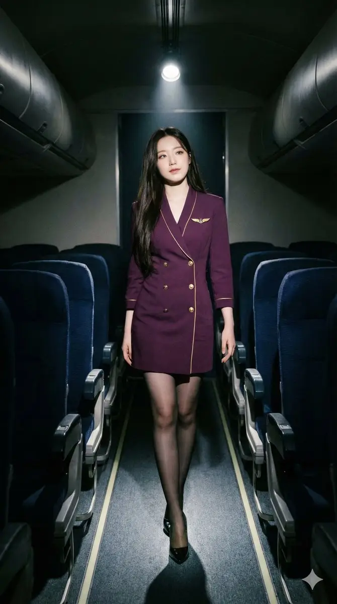 Preview of High-Contrast Noir Flight Attendant Prompt for Nano Banana Pro
