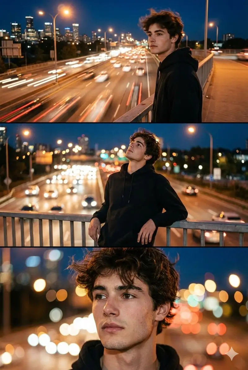 Preview of Cinematic Night City Triptych Portrait (Duplicate)