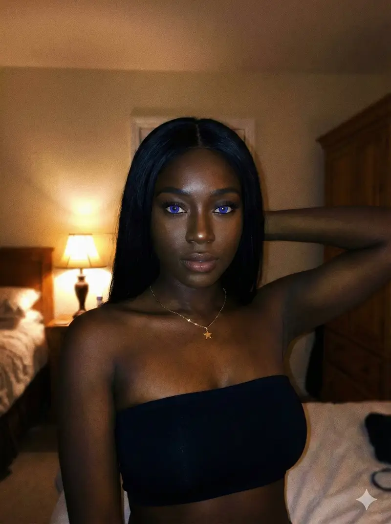 Preview of Deep Black Skin Selfie Portrait Prompt