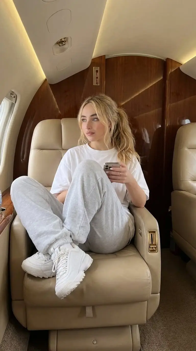 Preview of Luxury Private Jet Photoshoot Prompt for Stylish Young Woman