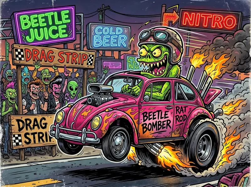 Preview of Cartoon Monster Rat Rod Drag Race