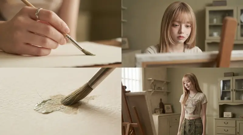 Preview of Cinematic Short Film Prompt: Woman Immersed in Art