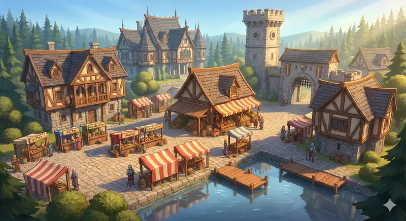 Preview of Cinematic Stylized Medieval Market Day
