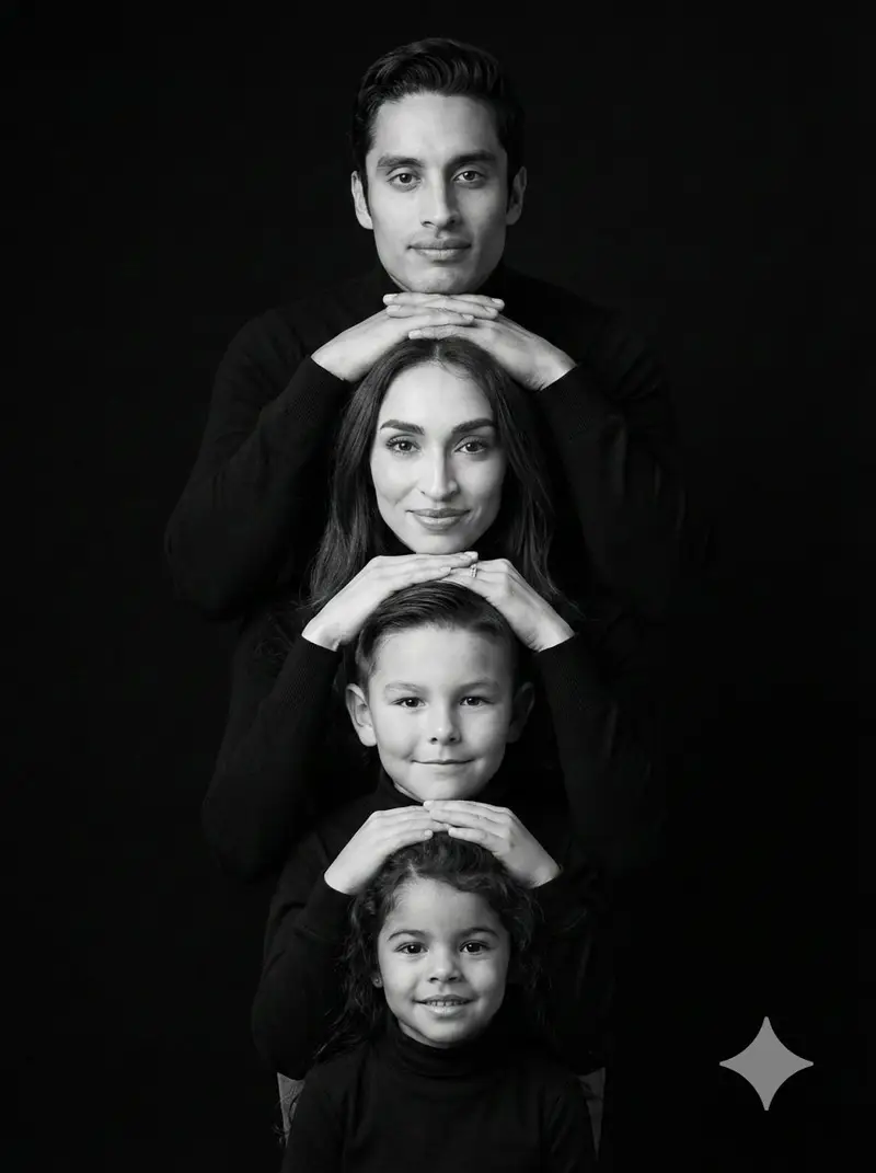 Preview of Hyperrealistic 4-Person Family Portrait