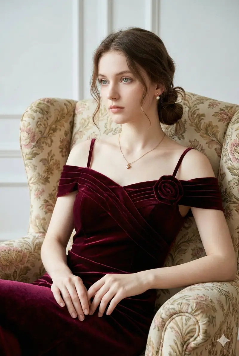 پیش‌نمایش Photorealistic Velvet Dress Portrait