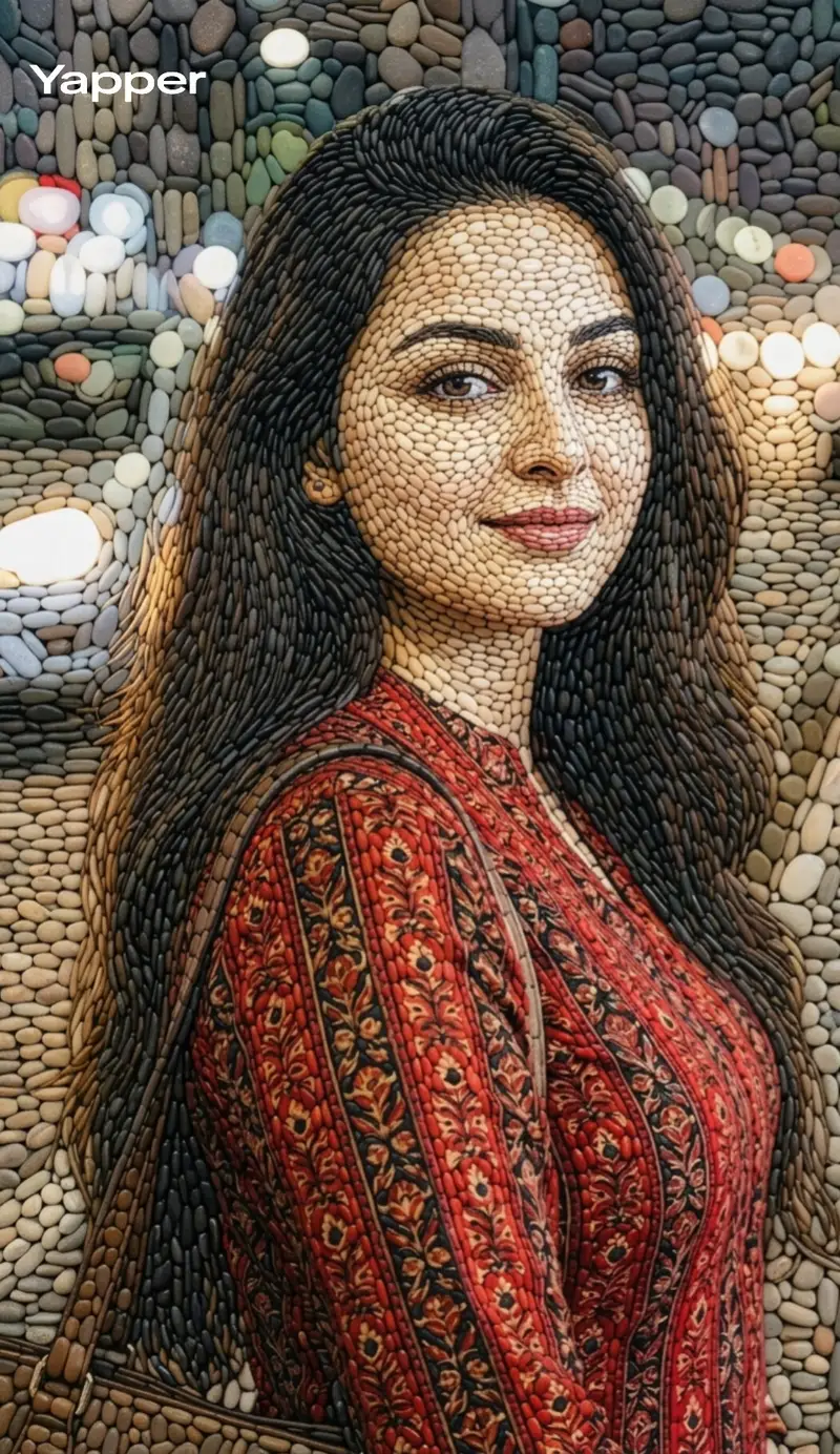 Preview of Pebble mosaic portrait of a beautiful woman