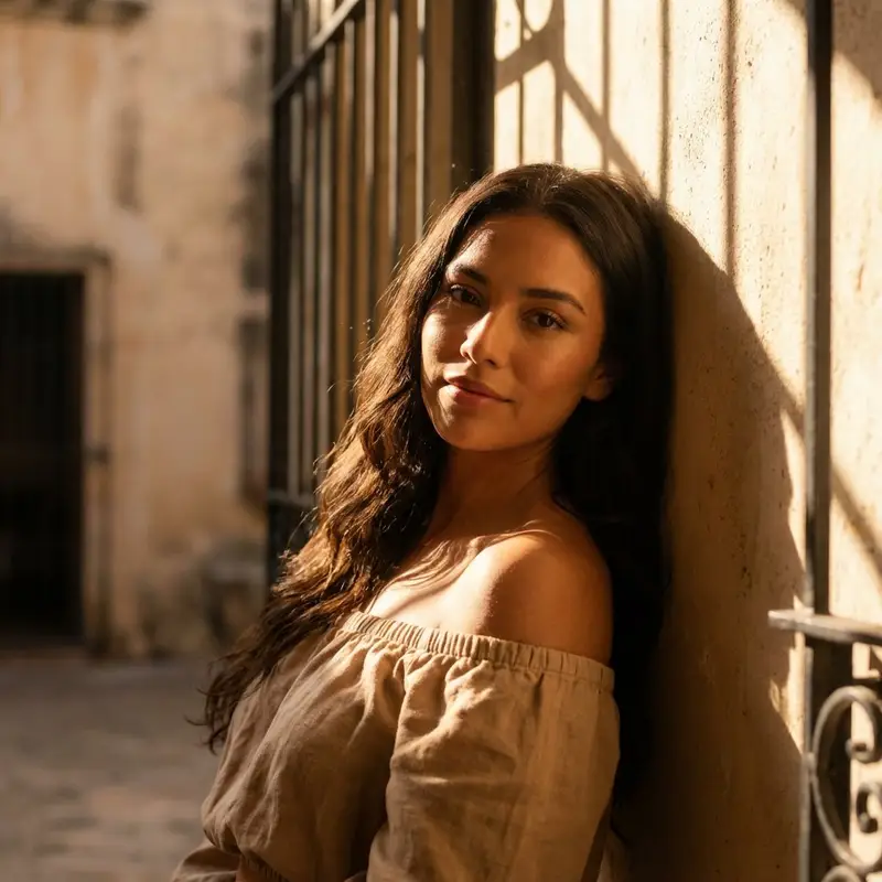 Preview of Cinematic Latina Portrait with Volumetric Light