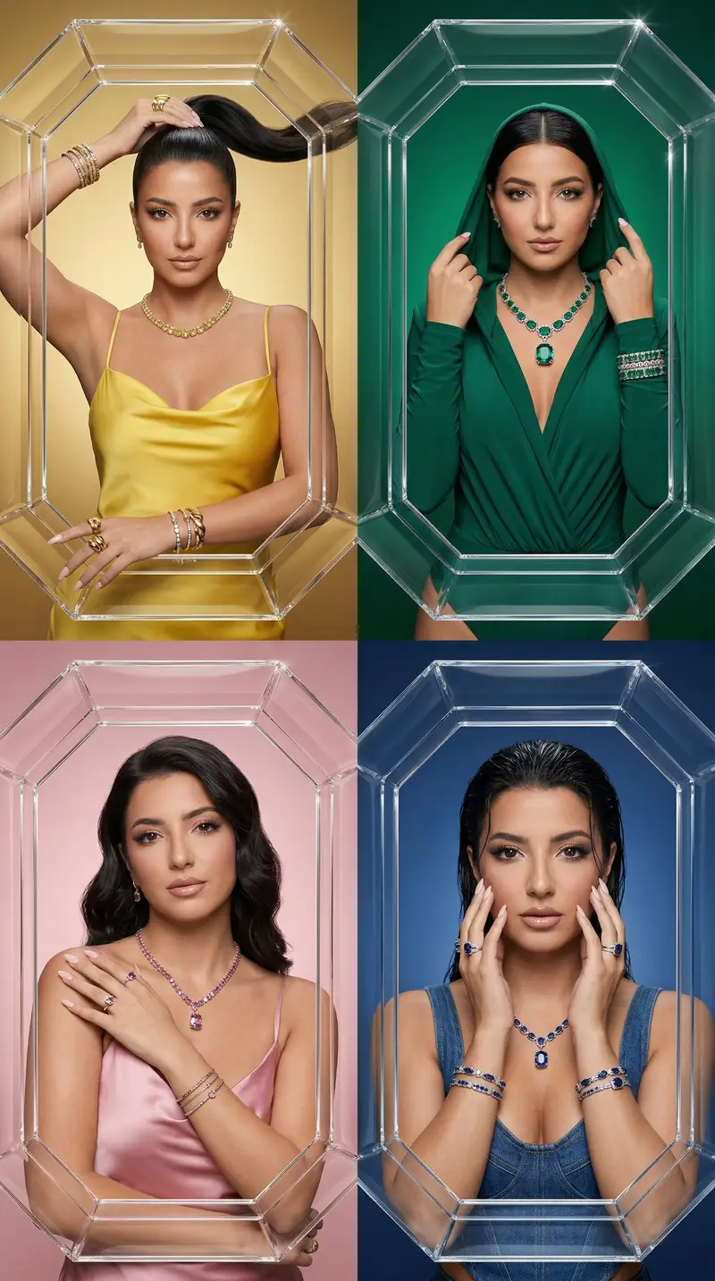 Preview of Ultra-Luxury Jewelry Campaign Collage (2x2 Grid)