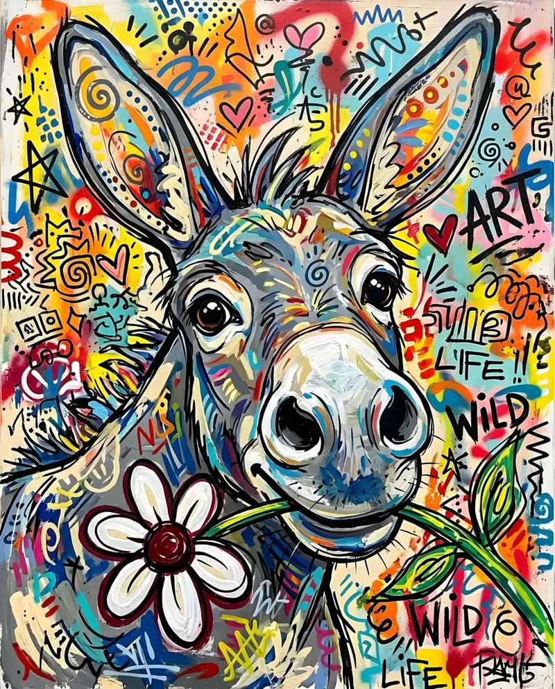 Preview of Stylized Donkey Face Painting