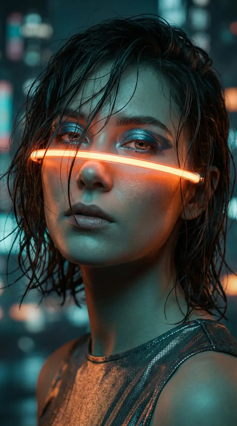 Preview of Cyberpunk High-Fashion Portrait Prompt