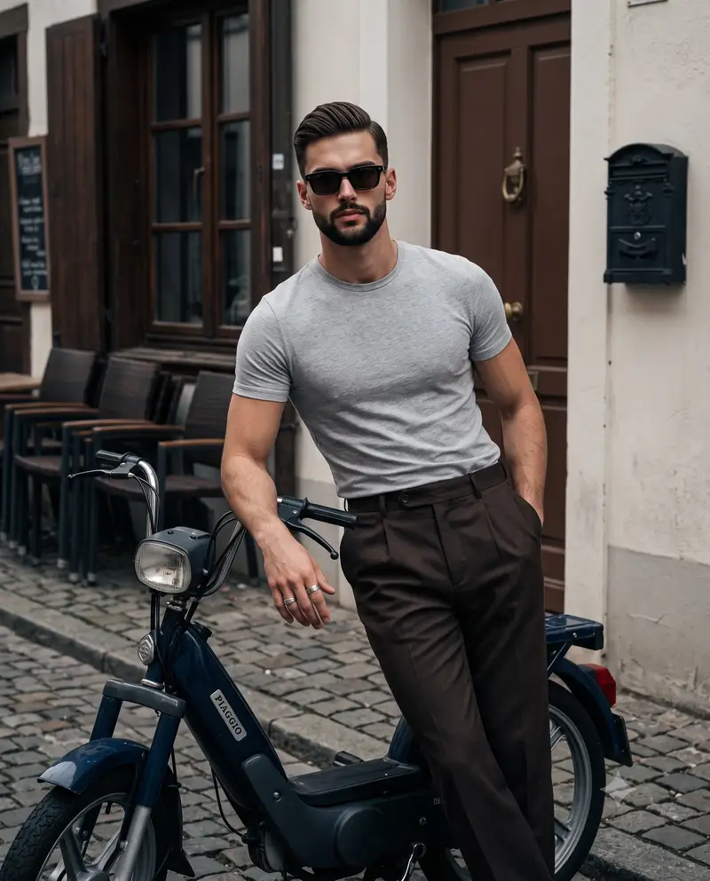 Preview of Italian Neorealism Moped Portrait
