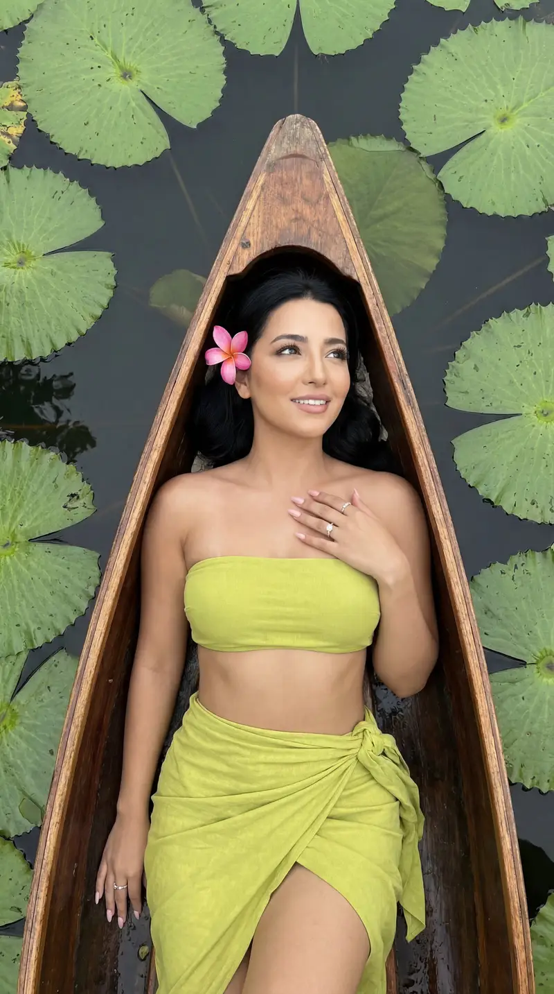 Preview of Photoreal Top-Down Fashion Editorial on a Boat with Lily Pads