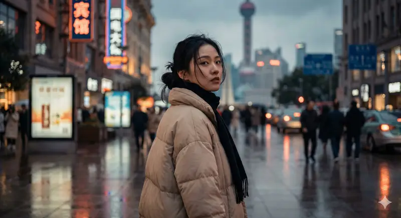 پیش‌نمایش Cinematic Urban Portrait of a Young Woman in Shanghai