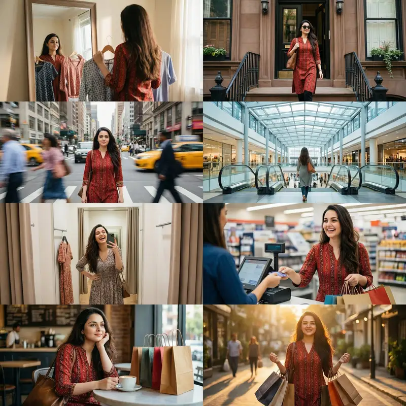 Preview of 8-Photo Cinematic Shopping Day Collage