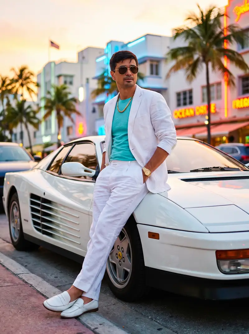 Preview of 80s Retro Miami Ferrari Portrait