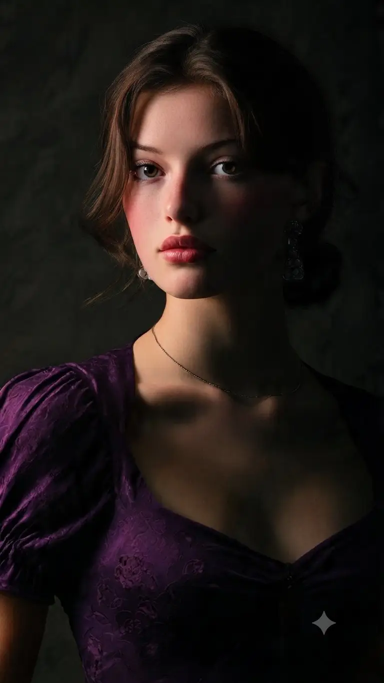 Preview of Chiaroscuro Renaissance Purple Dress Portrait
