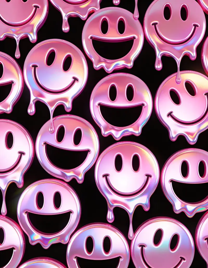 Preview of Melting Holographic Smiley Face Pattern Prompt