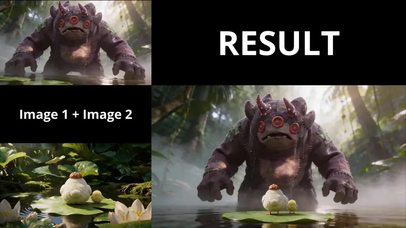 Preview of 3D Animated Scene of Chicks and a Monster on Lily Pads