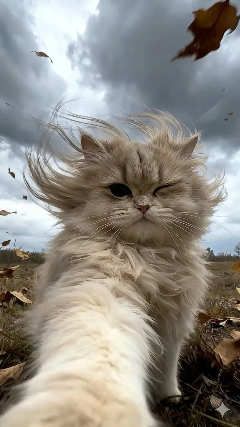 Preview of Winking Persian Cat Selfie