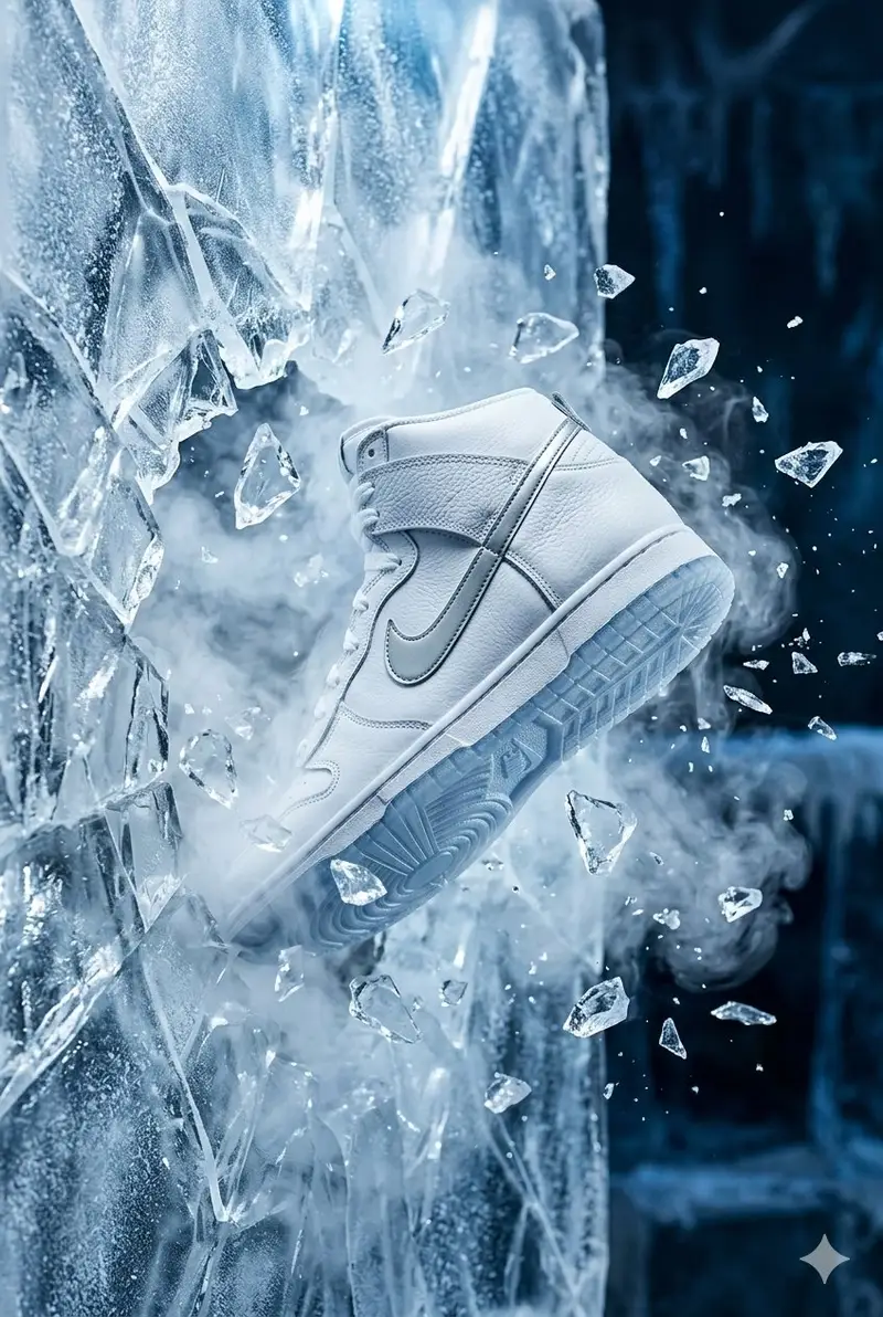 Preview of Nike Dunk Bursting Through Crystalline Wall