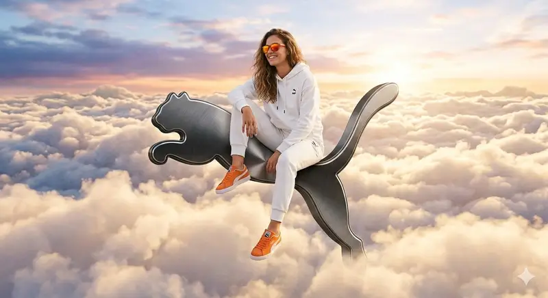 Preview of Surreal High-Fashion Ad on Floating Puma Logo