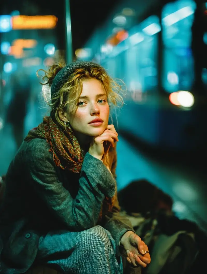 Preview of Cinematic Low-Light Subway Portrait