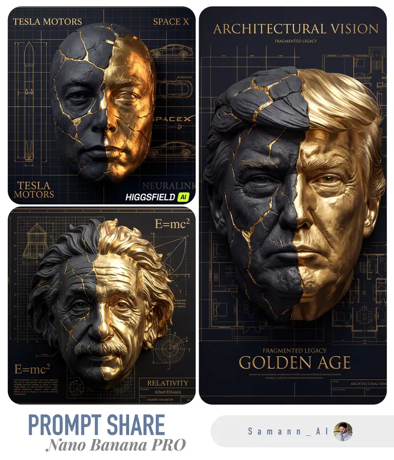 Preview of Kintsugi-Inspired Architectural 3D Portrait