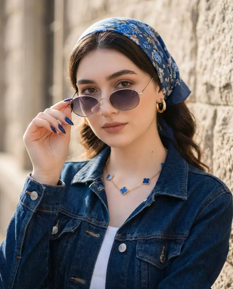Preview of Tight Medium Close-up Portrait with Vintage Accessories