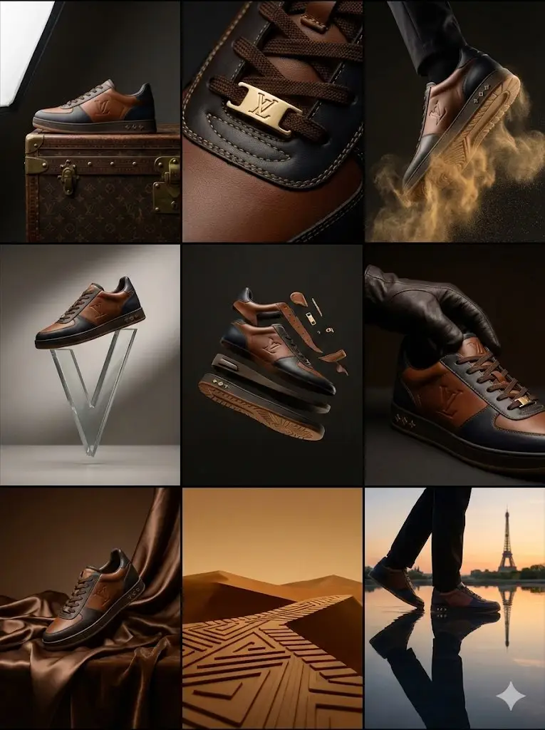 پیش‌نمایش Louis Vuitton Sneaker Editorial Grid (9-Panel Concept)