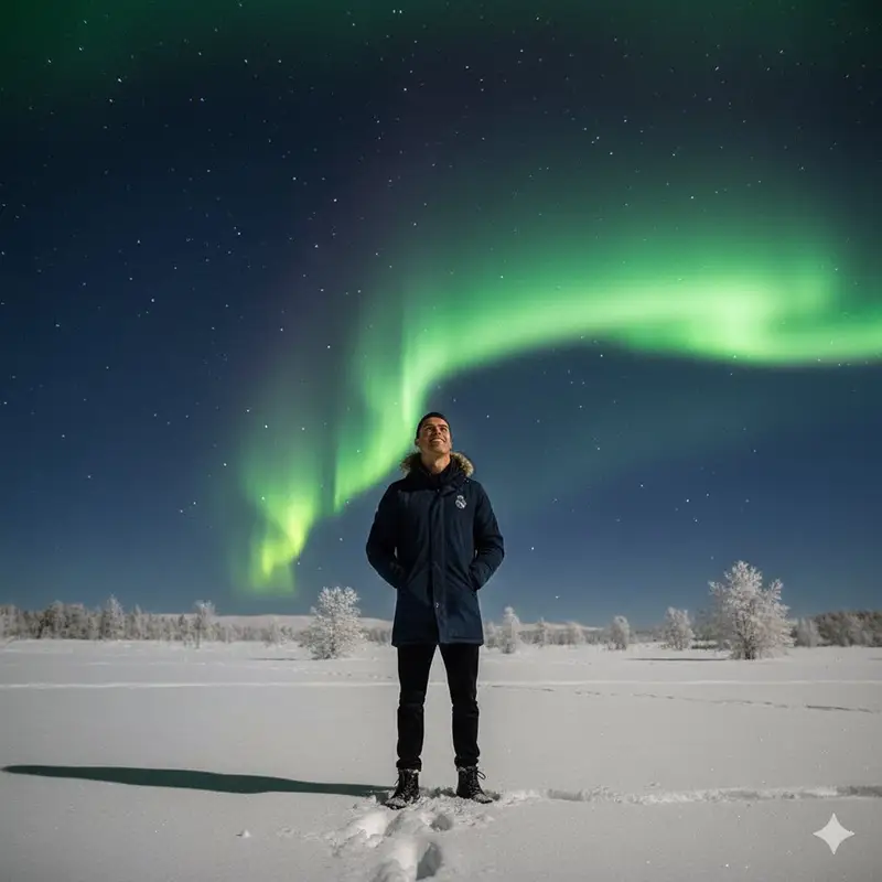 Preview of Cristiano Ronaldo Northern Lights Portrait Prompt
