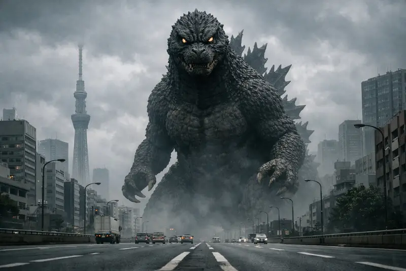 Preview of Godzilla in Tokyo Skytree District, 70s Style