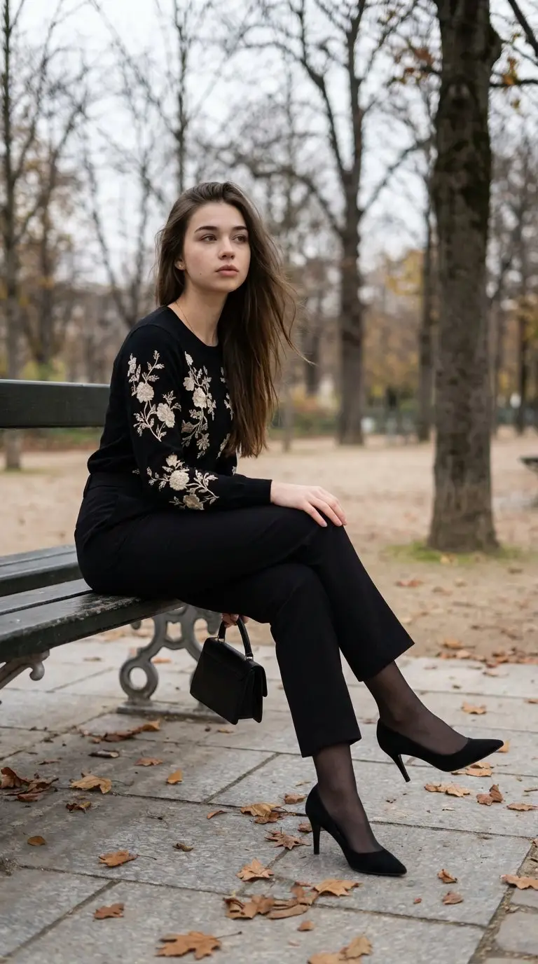 Preview of Editorial Parisian Elegance Park Scene Prompt
