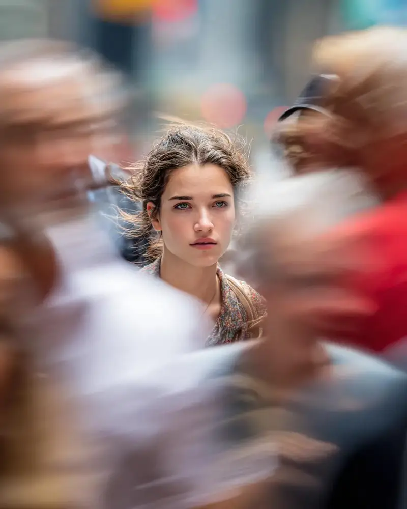 Preview of Close-Up Portrait on Busy New York Street