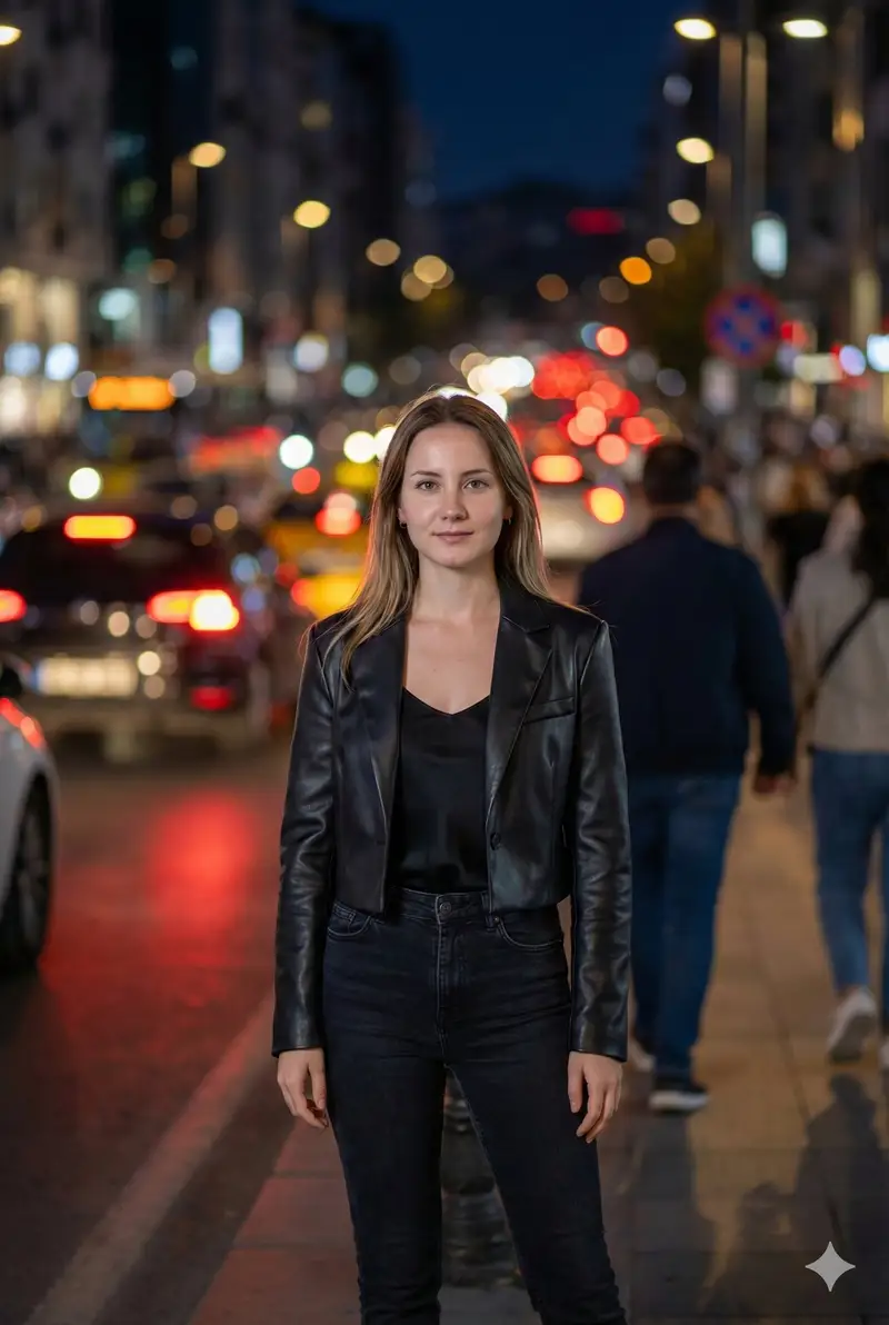 پیش‌نمایش Street Fashion Editorial at Night with Motion Blur