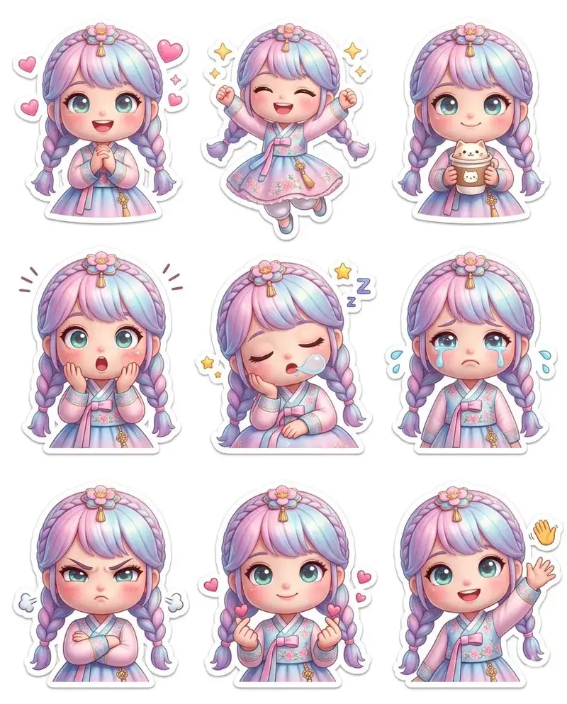Preview of Pixar-Style Chibi Sticker Sheet