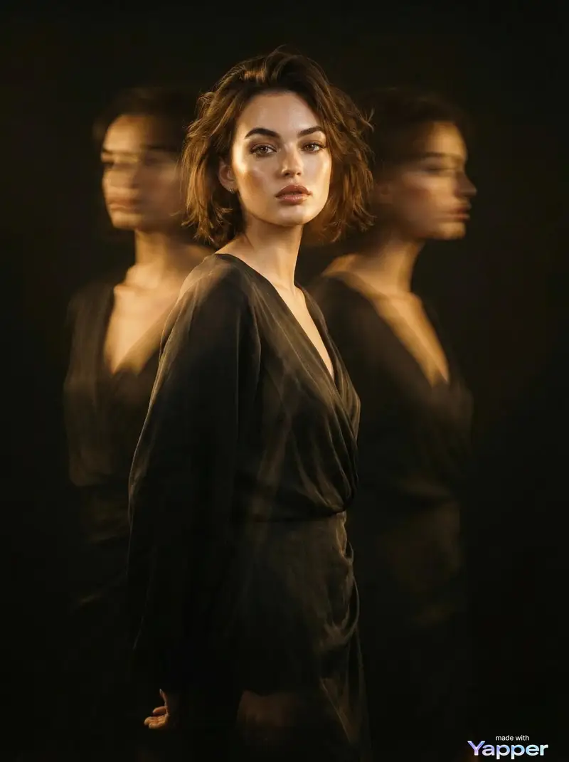 Preview of Cinematic Fashion Portrait with Motion Blur Ghost Figures