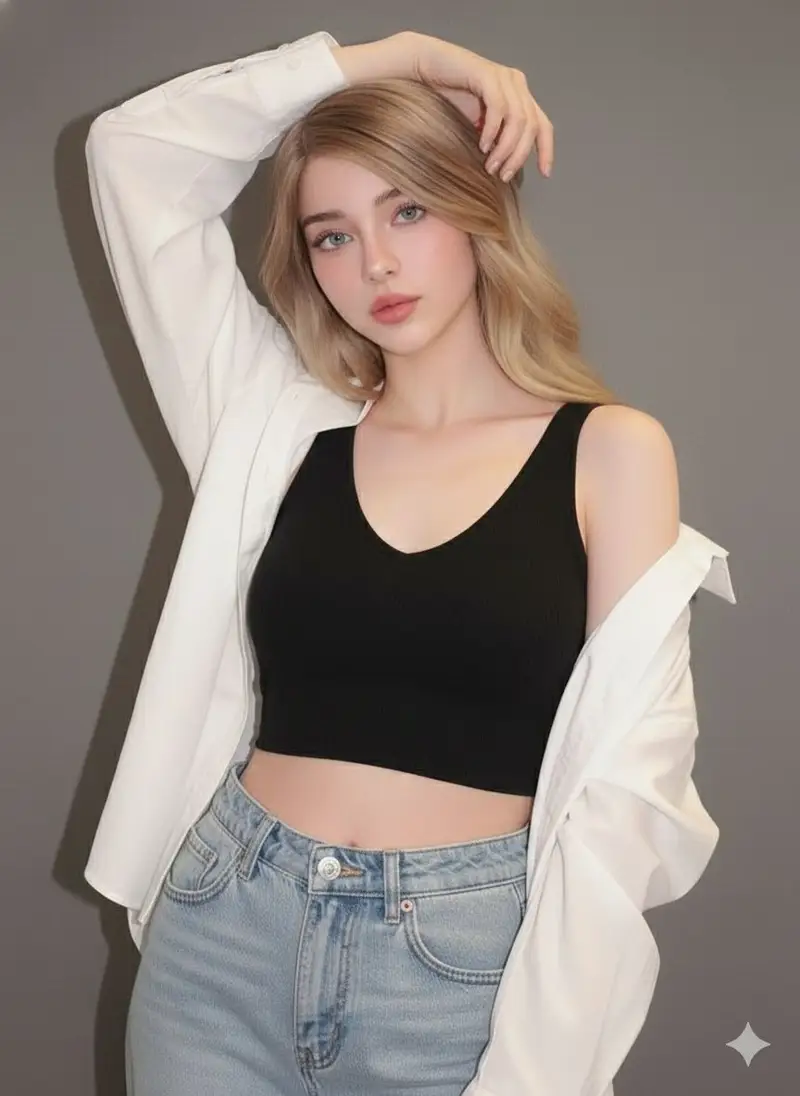 Preview of Ultra-realistic studio portrait of a young woman