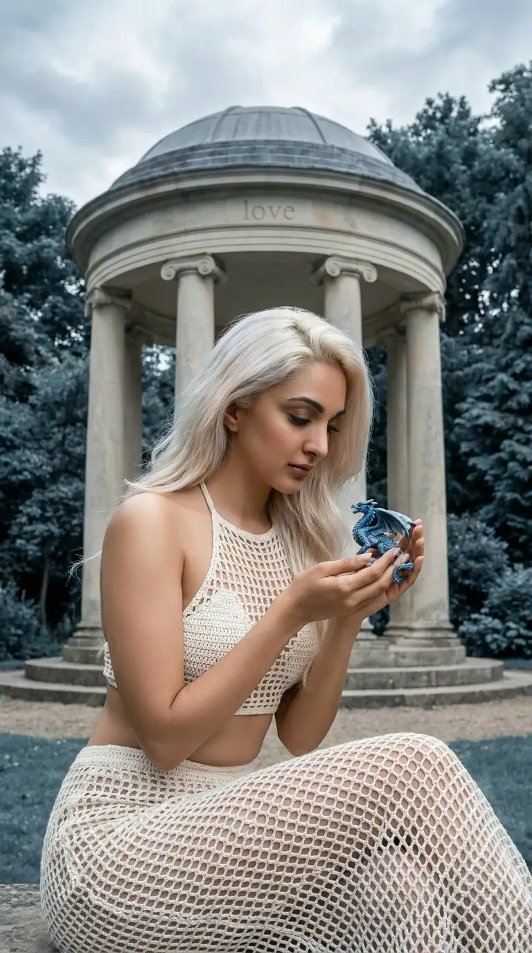پیش‌نمایش زن با موی پلاتینی و مار
