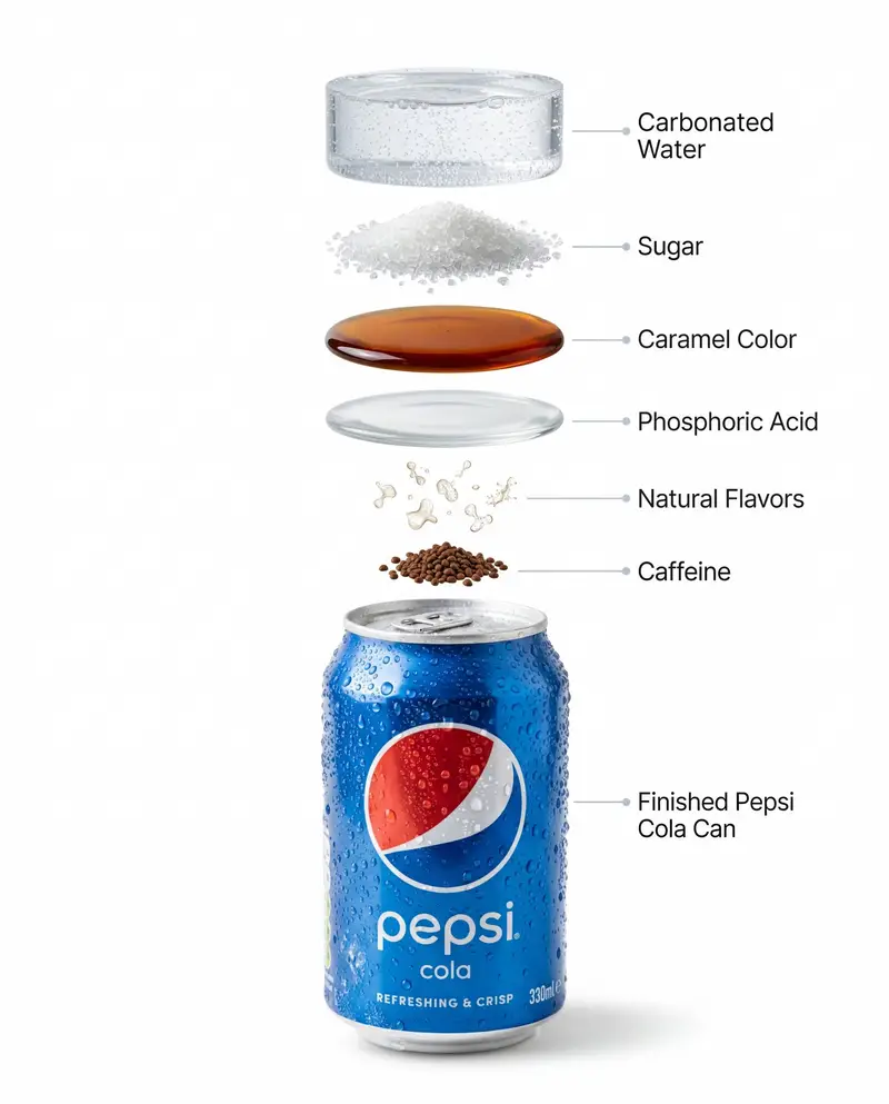 Preview of Hyper-Realistic Product Photography and Infographic Prompts for Pepsi