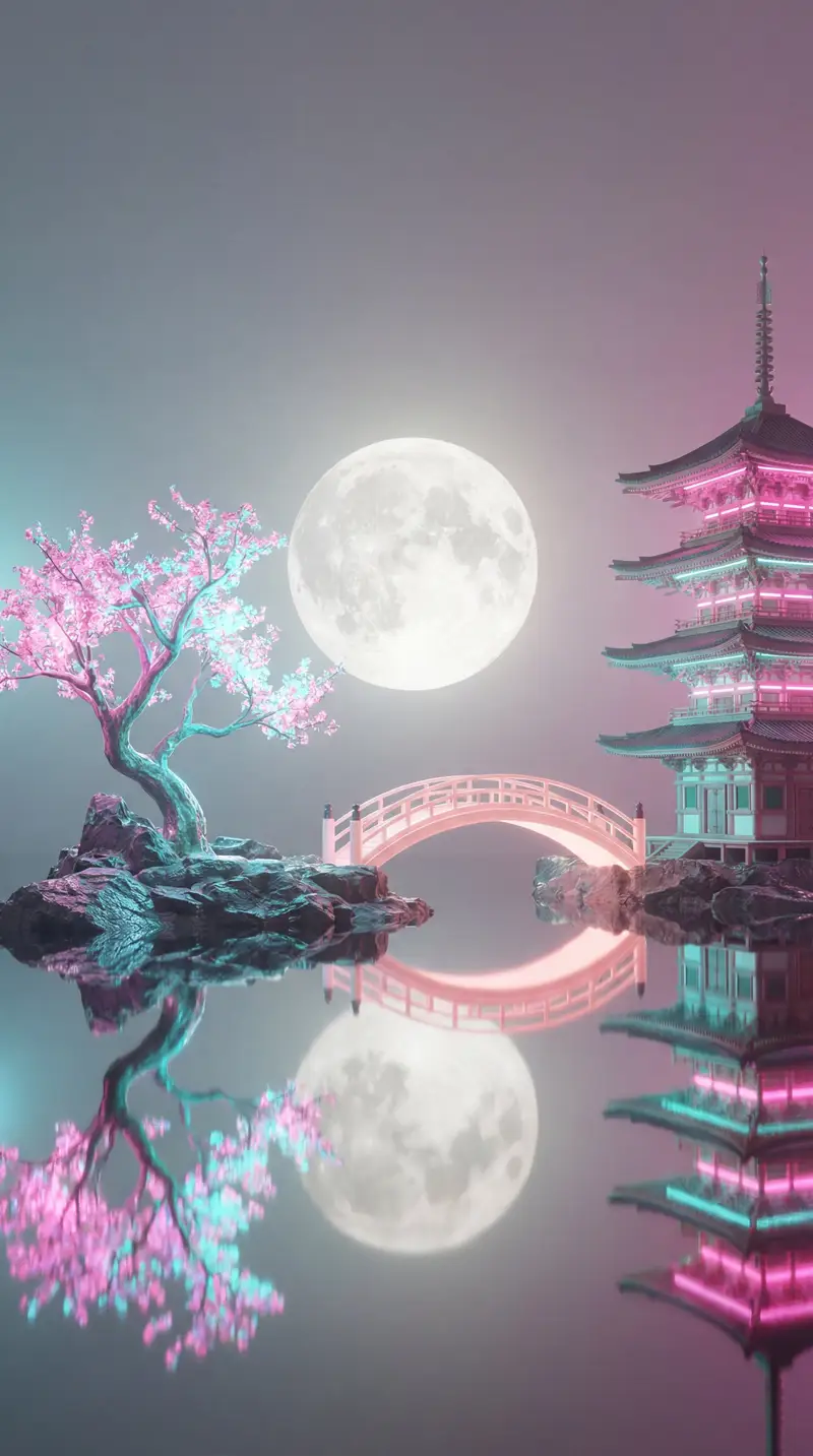 Preview of Surreal Vaporwave Night Landscape