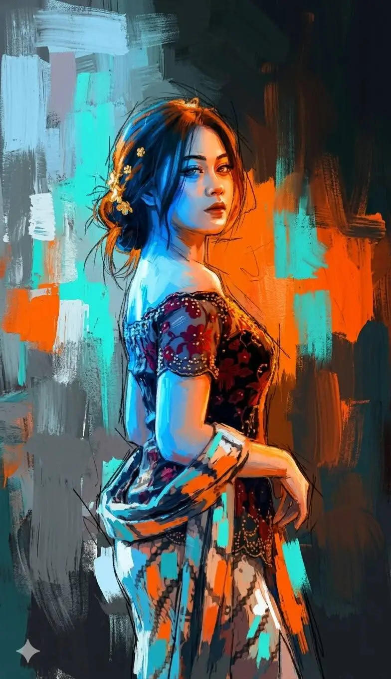 پیش‌نمایش نقاشی چهره اکسپرسیونیستی با نوردهی دوگانه