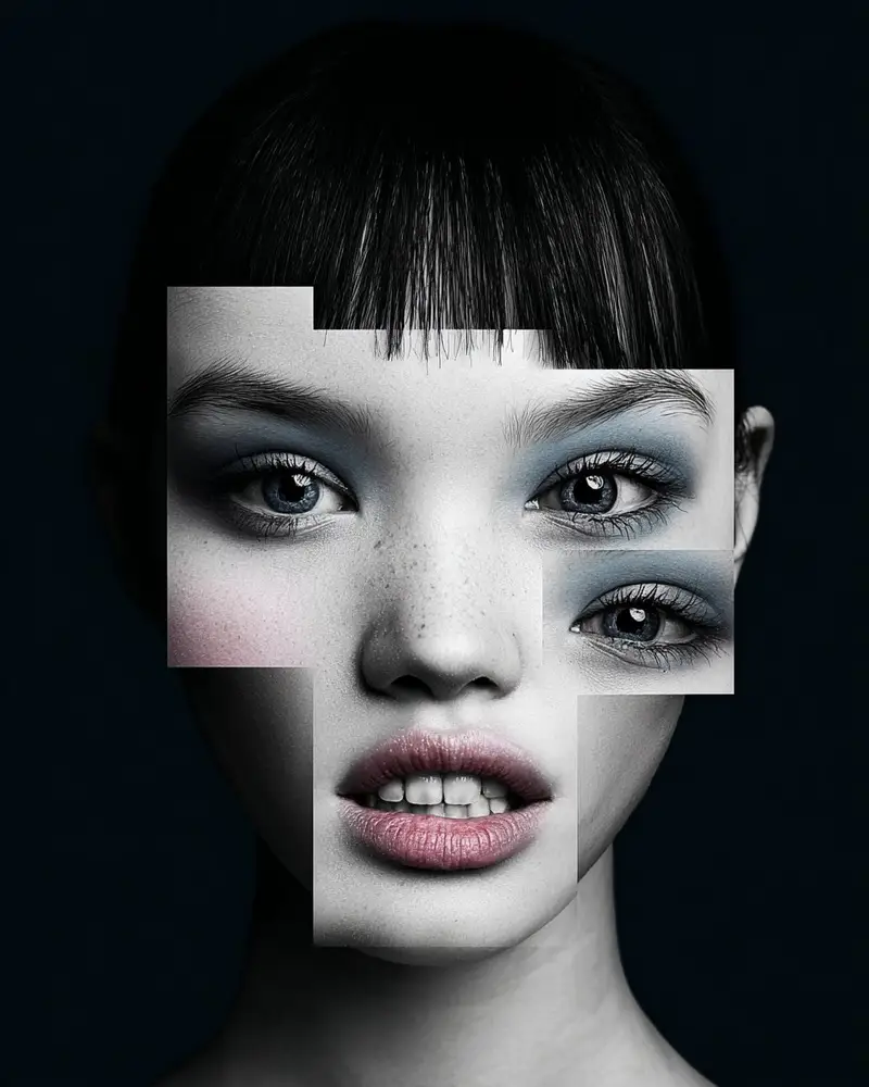 Preview of Black and White Fragmented Photo Collage