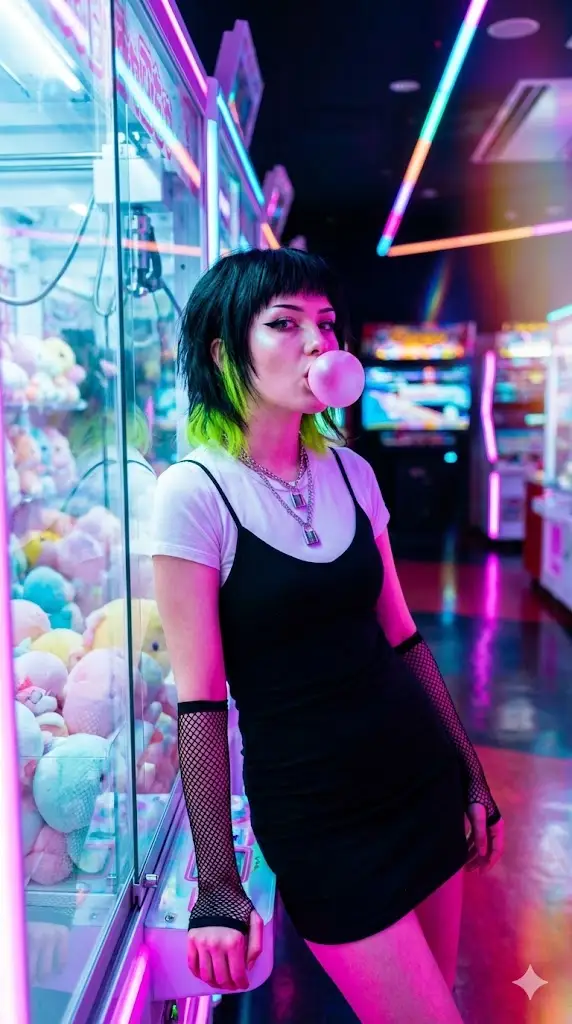 Preview of Cyber-Pop E-Girl in Neon Arcade