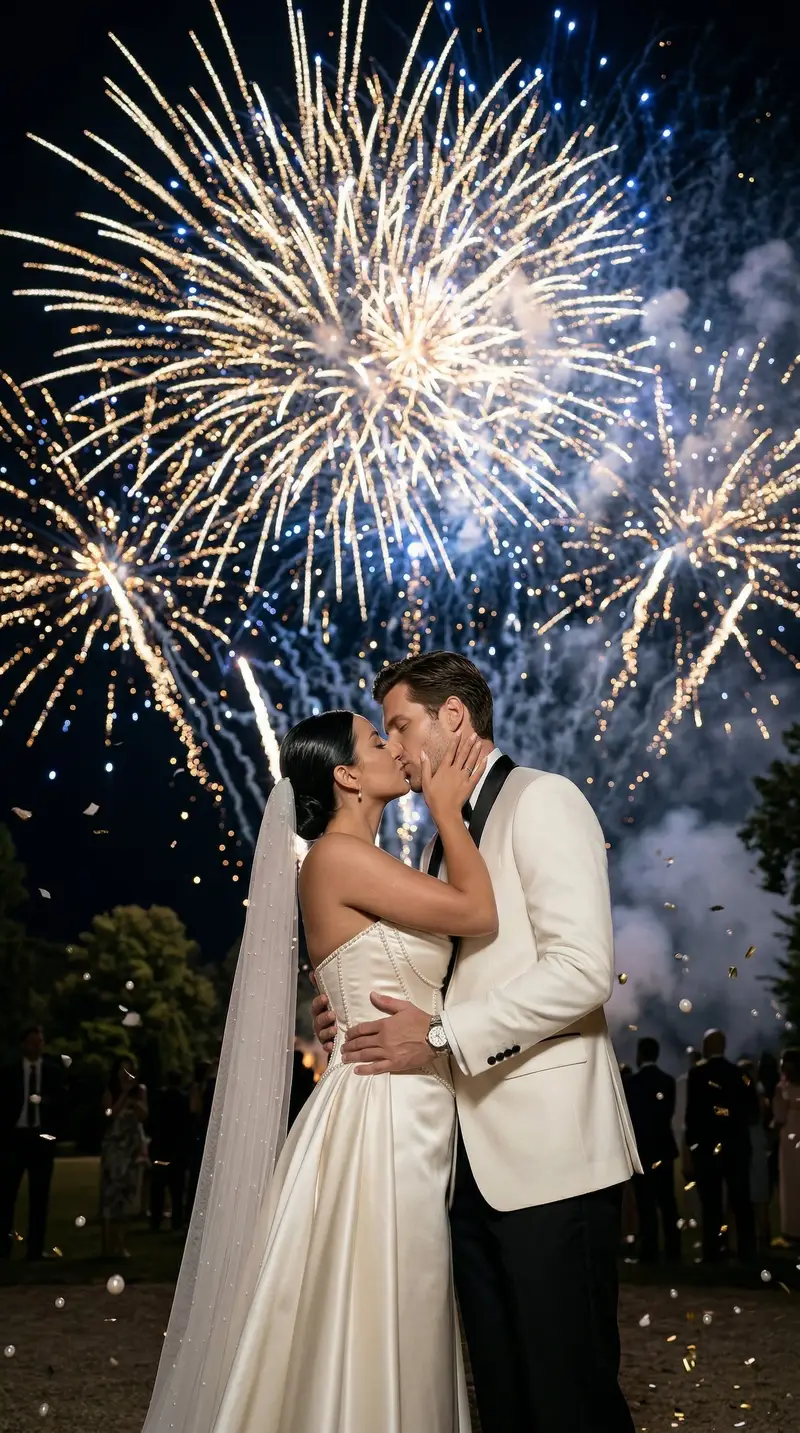 Preview of Epic Firework Wedding Kiss Image-to-Image Prompt for Nano Banana 2
