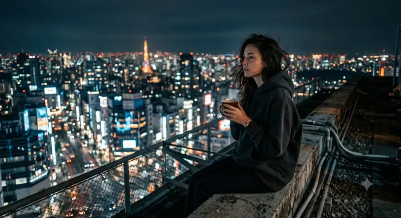 Preview of Night City Rooftop Cinematic Portrait