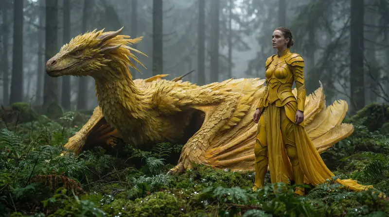 Preview of Fantasy Dragon and Warrior Image Prompt